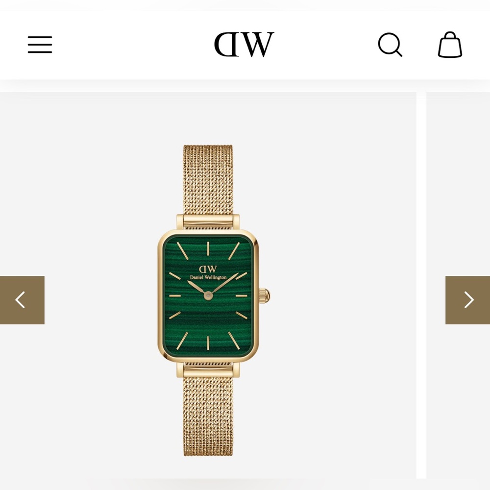 Daniel Wellington Gold Mesh Watch with Green Dial